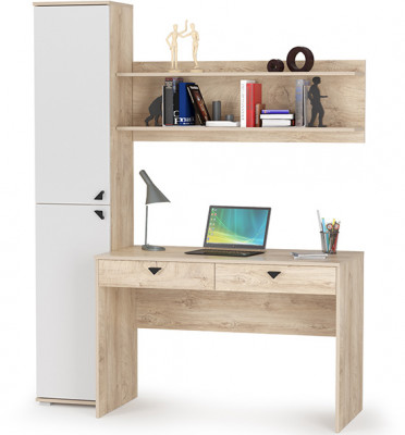 КР100 Бостон № 36, цвет дуб эндгрейн элегантный/фасады МДФ милк рикамо софт, 13.154+12.69+09.132, ШхГхВ 153,8х57,2х194,4 см., универсальная сборка