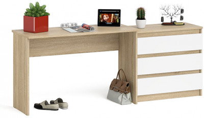 Мори письменный стол МСП1200.1 + Комод МК800.1, дуб сонома/белый