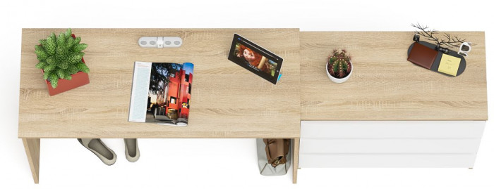 Мори письменный стол МСП1200.1 + Комод МК800.1, дуб сонома/белый