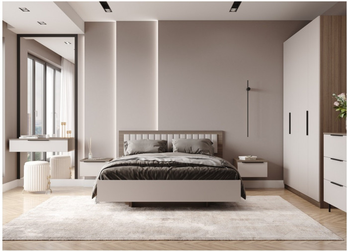 Модульная спальня Роза комп.3, Орех Франклин карамель/Белый софт