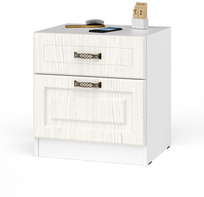 Ливерпуль Спальня № 1 Кровать 11.08ОСН + две Тумбы 08.146 + Шкаф 08.45Н + карниз, ясень ваниль/белый