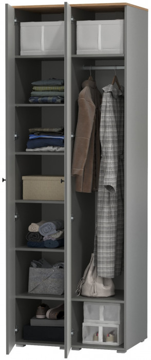 Остин 13.225 Шкаф-пенал 2 шт., серый графит/дуб крафт золотой