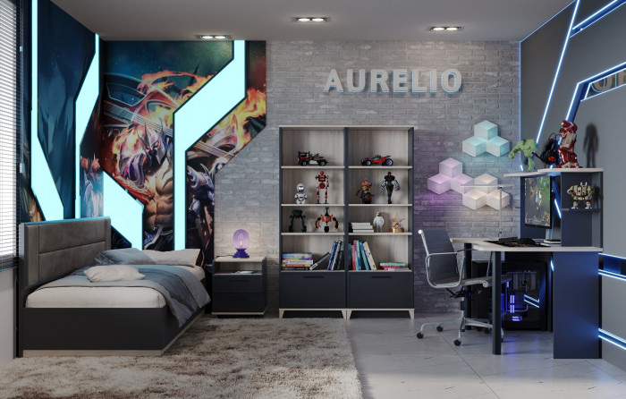 Стол компьютерный Аурелио 84, Антрацит-Блеквуд Сатиновый