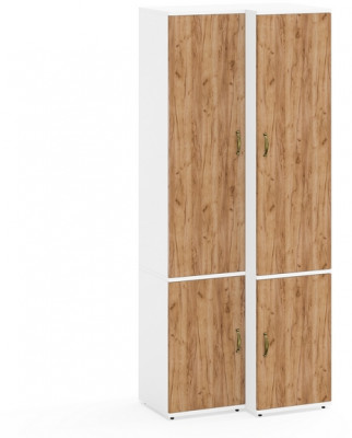 Лидер-8 Модуль Пенал МД 21Б + Пенал МД 23Б, белый шагрень/крафт золото