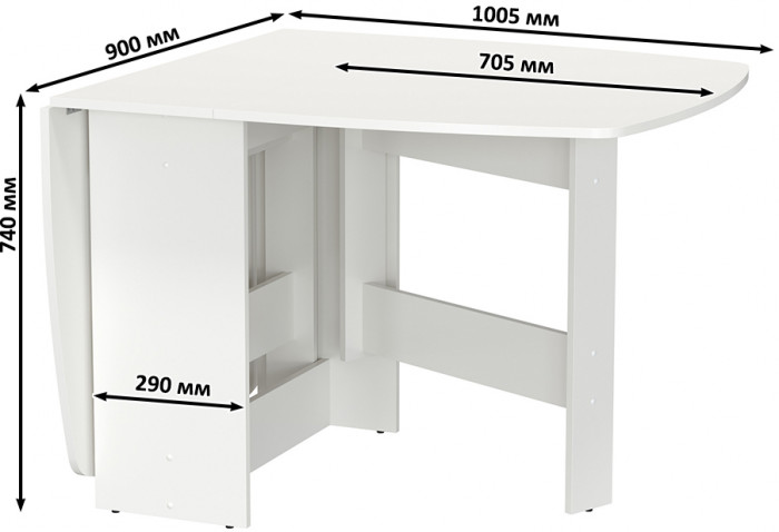 Стол-книжка раскладной 1-65М1бел, белый