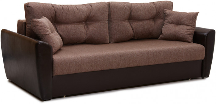 Диван-еврокнижка Амстердам 140, рогожка/экокожа коричневая