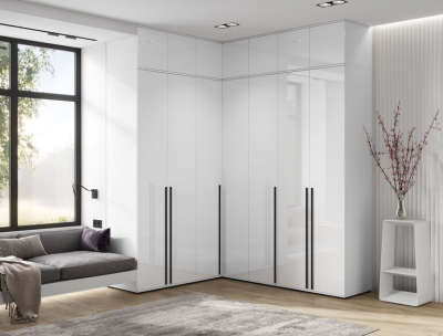 Норд Шкафы угловая композиция, Белый/белый глянец