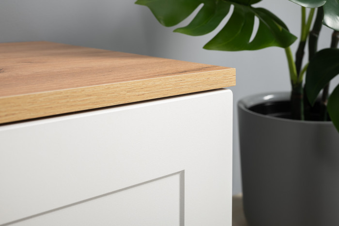 Остин 16.240 Комод, цвет белый шагрень/дуб крафт золотой, ШхГхВ 160,1х41,9х75,4 см. (шесть выдвижных ящиков)