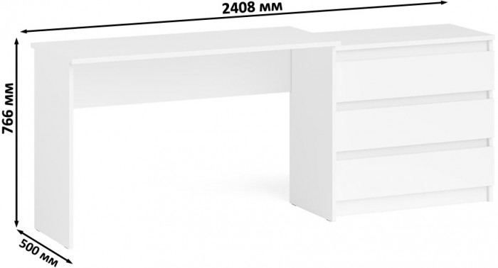 Мори письменный стол МСП1200.1 + Комод МК800.1, белый