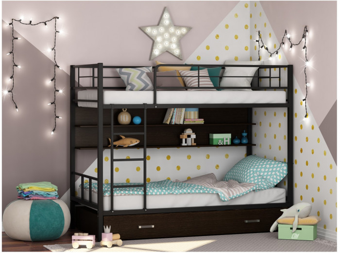 Двухъярусная кровать Севилья 2ПЯ (Черный, Венге)