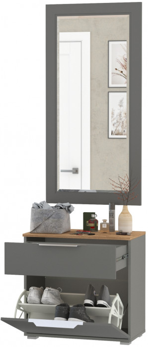 Октава Прихожая 38, серый графит/дуб крафт золотой/фасады МДФ серый графит