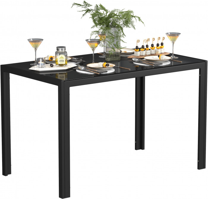 Обеденный стол Мебель--24 DT-1481, цвет чёрный, ШхГхВ 120х70х75 см., столешница закалённое стекло 6 мм., максимальная нагрузка 80 кг.