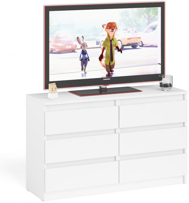 Мори Комод МК1200.6, цвет белый, ШхГхВ 120,4х41х73 см.