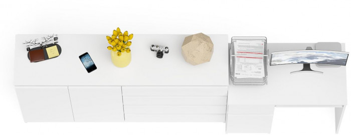 Мори компьютерный стол МС-1 левый + Комод МК1600.1, белый