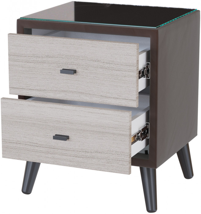 Тумба прикроватная интерьерная Ланс коричневый/мдф сандал белый