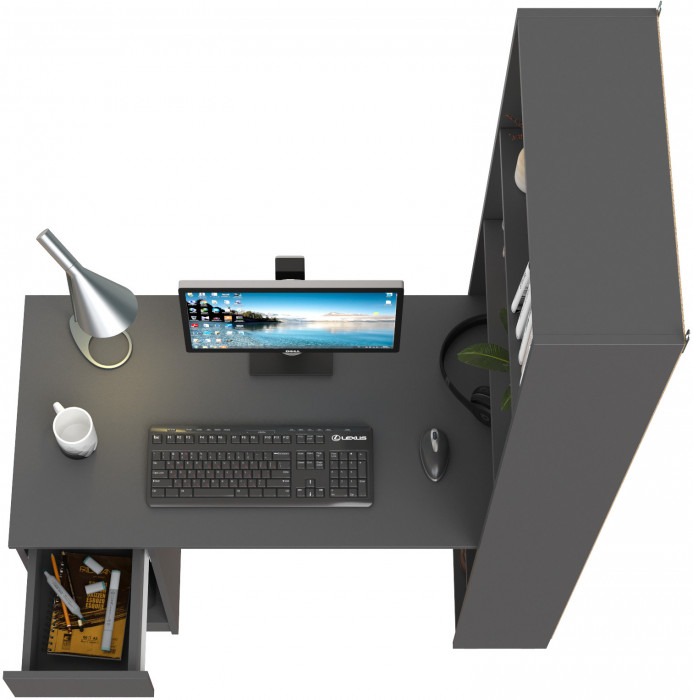 Лайт Шкаф комбинированный 10.01 (письменный стол), тёмно-серый