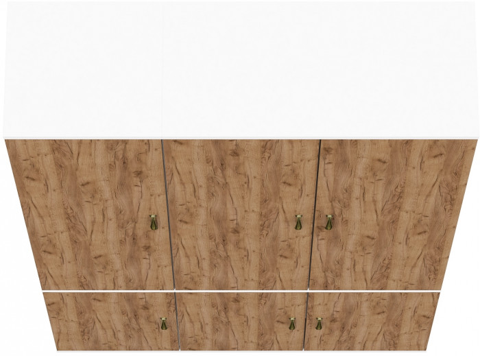Лидер-8 Модуль Пенал МД 21Б + Шкаф МД 20Б, белый шагрень/крафт золото