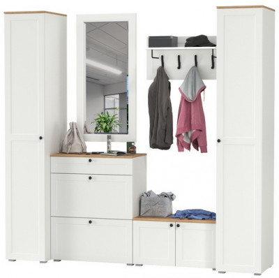 Остин Прихожая 46, белый шагрень/дуб крафт золотой