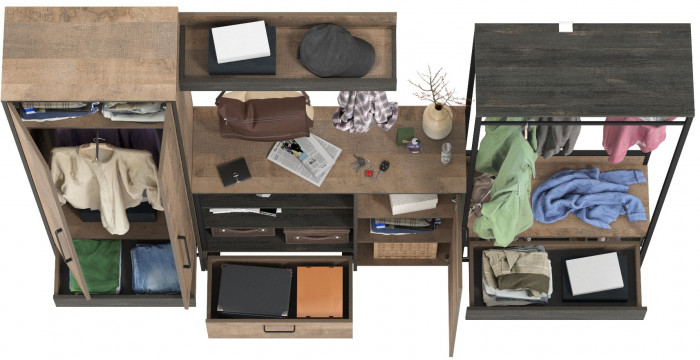 Трувор Прихожая 233, дуб гранж песочный/интра