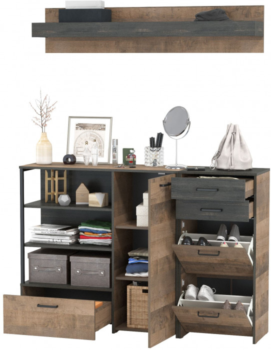 Трувор Прихожая 172, дуб гранж песочный/интра