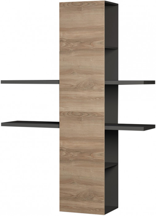 Полка навесная Альда, Черный/Дуб велингтон