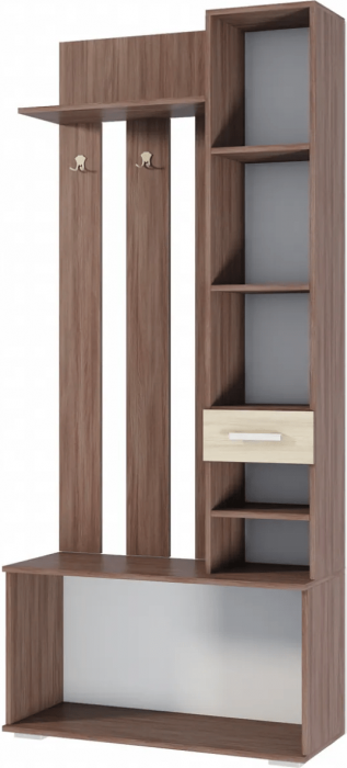 Ника Вешалка с зеркалом (вз910), ясень (Ясень шимо темный / светлый)