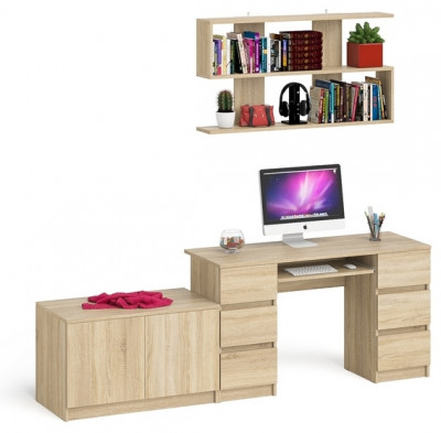 Мори компьютерный стол МС-2 + Тумба МА900.1 + Полка 1200, дуб сонома