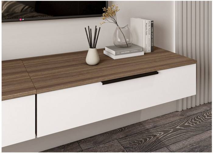 МС Роза Тумба подвесная 900.2, Ройс+ ручка скоба, Орех Франклин карамель/бежевыйскин