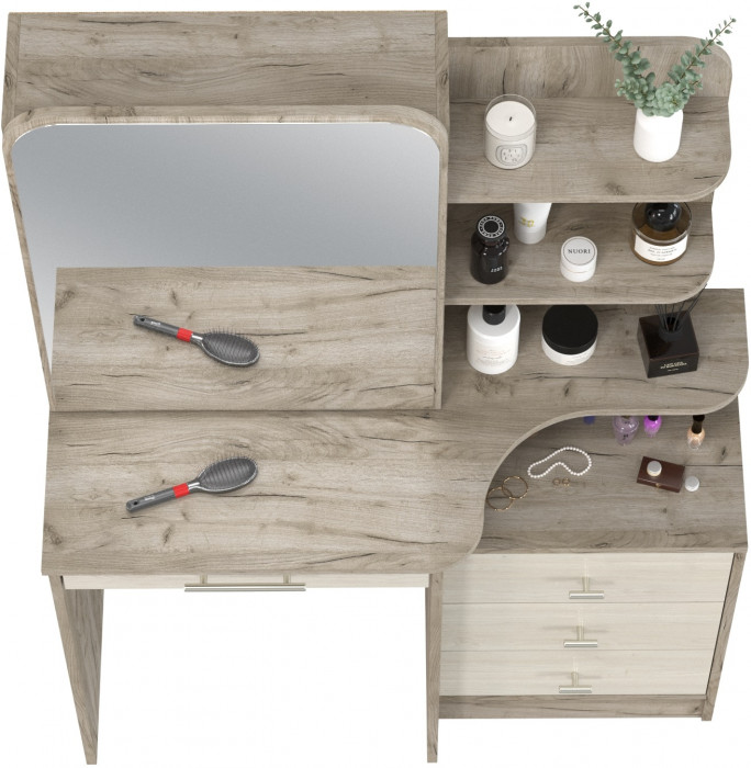 Трюмо 4-25101дкс/скан.д.б. Верона, дуб крафт серый/скандинавское дерево белое