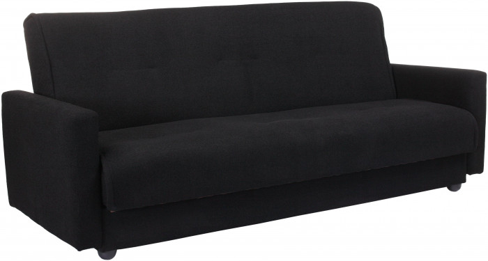 Раскладной диван-кровать, прямой, книжка, цвет черный, Милан 120