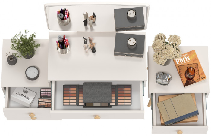 Афина Спальня Трюмо + Тумба прикроватная, кашемир серый