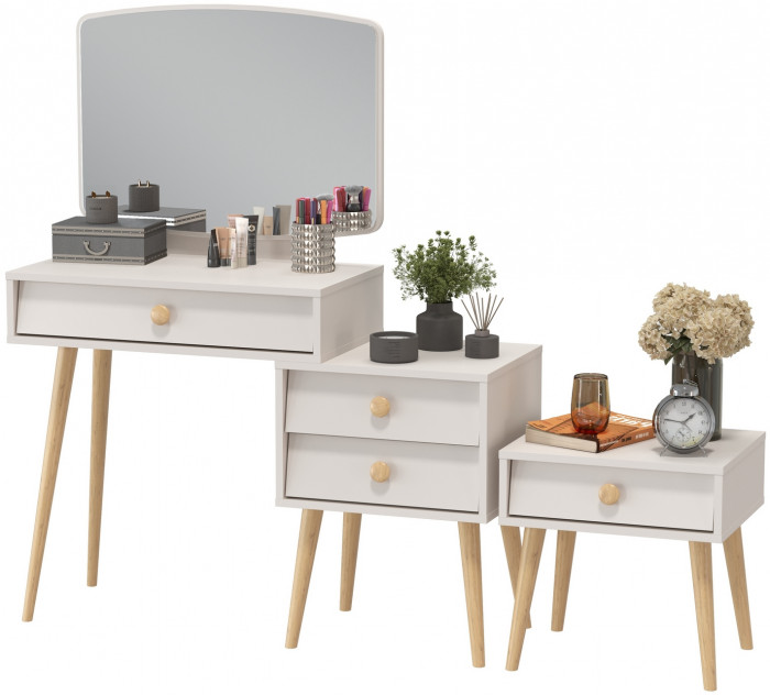 Афина Спальня Трюмо + Тумба прикроватная, кашемир серый