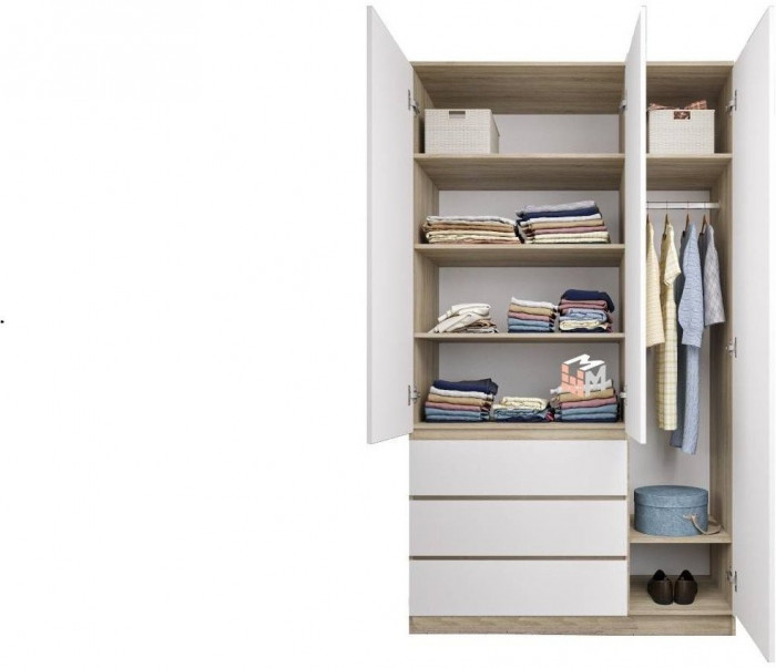 Челси Шкаф 1200 (Белый глянец, Дуб Сонома)