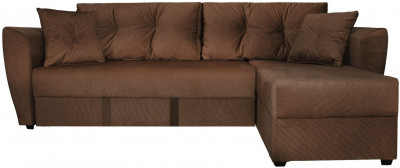 Диван-кровать угловой Амстердам Люкс, 160х200, еврокнижка, независимый пружинный блок, велюр, коричневый
