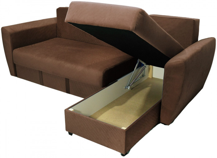 Диван-кровать угловой Амстердам Люкс, 160х200, еврокнижка, независимый пружинный блок, велюр, коричневый