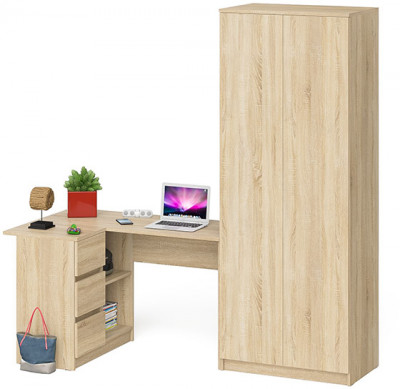 Мори компьютерный стол МС-16 левый + Шкаф МШ800.1, дуб сонома