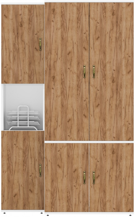 Лидер-8 Модуль Пенал + Шкаф МД 19Б, цвет белый шагрень/крафт золото, ШхГхВ 120х50х190 см., универсальная сборка