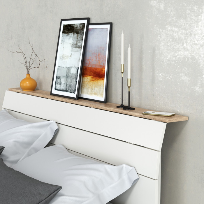 Муссон Спальня № 15, цвет белый/дуб эндгрейн элегантный, ортопед, сп. м. 1600х2000 мм., б/м