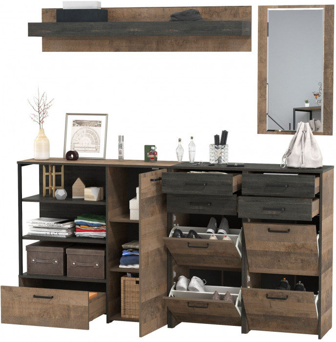 Трувор Прихожая 177, дуб гранж песочный/интра