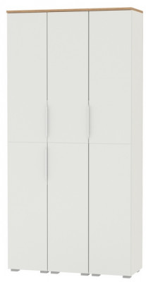 Октава 13.228 Шкаф-пенал + 13.228 Пенал + 13.228, цвет белый шагрень/дуб крафт золотой/фасады МДФ белый шагрень, ШхГхВ 96,6х35,3х197,6 см., ун. сб.