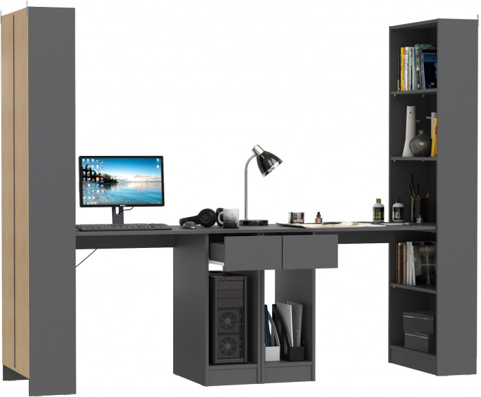 Лайт Шкаф комбинированный 10.01 + 10.01, тёмно-серый