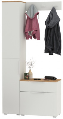 Октава Прихожая 15, белый шагрень/дуб крафт золотой/фасады МДФ белый шагрень