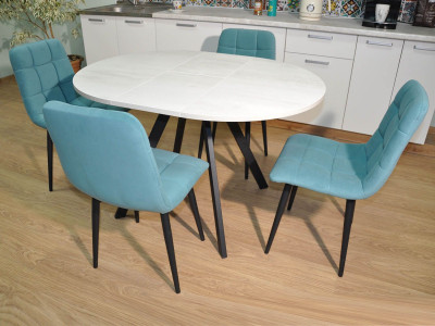 Обеденная группа Нарди / Стул Х 4 шт. / Бетон белый/черный / бид 15