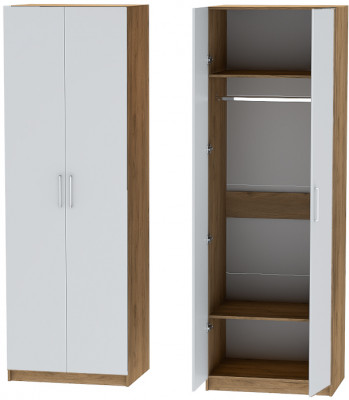 Шкаф двухдверный №1 "Иннэс-7" - Крафт золотой/Белый