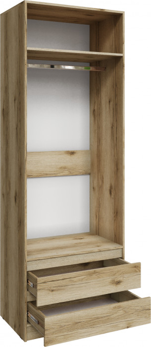 Шкаф Мадрид (0,8) с 2 ящ. без ручек с зеркалом, Дуб делано