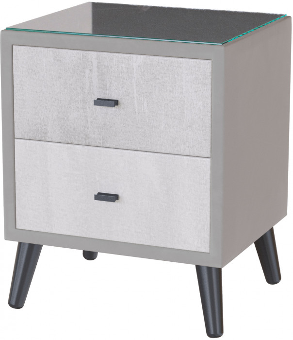 Тумба прикроватная интерьерная Ланс светло-серый/мдф холст белый