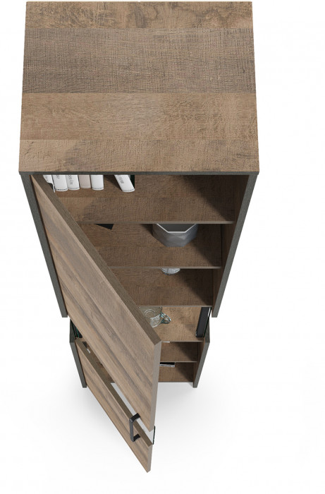 Трувор 13.205 Шкаф-пенал с витриной, дуб гранж песочный/интра