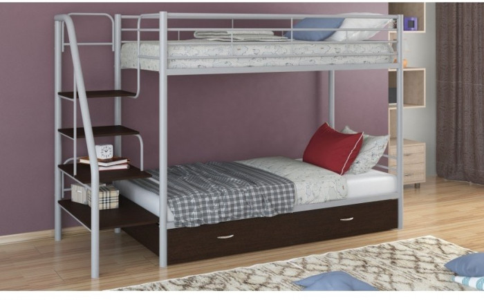 Двухъярусная кровать Толедо-Я 90, серый / Венге