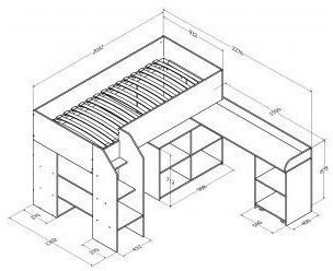 Детская кровать-чердак Теремок-2, Дуб молочный / Розовый