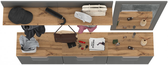 Октава Прихожая 41, серый графит/дуб крафт золотой/фасады МДФ серый графит